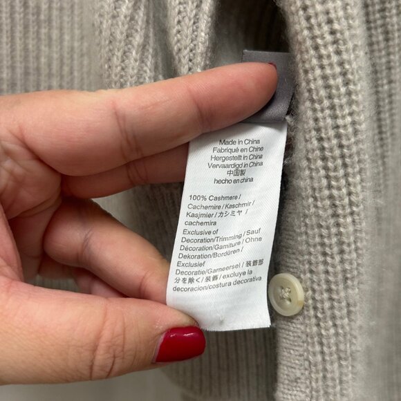 J.Crew Gray Cashmere Ribbed Button Front Cardigan Cropped Knit Sweater - Picture 3 of 3